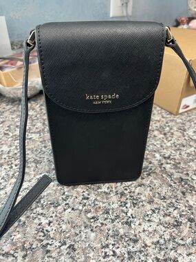 kate spade Black Saffiano Crossbody Phone Pouch